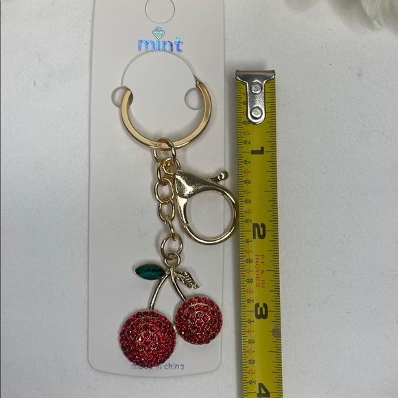 Mint Cherry Keychain/Bag Charm with Gold Accents NWT - Picture 3 of 3